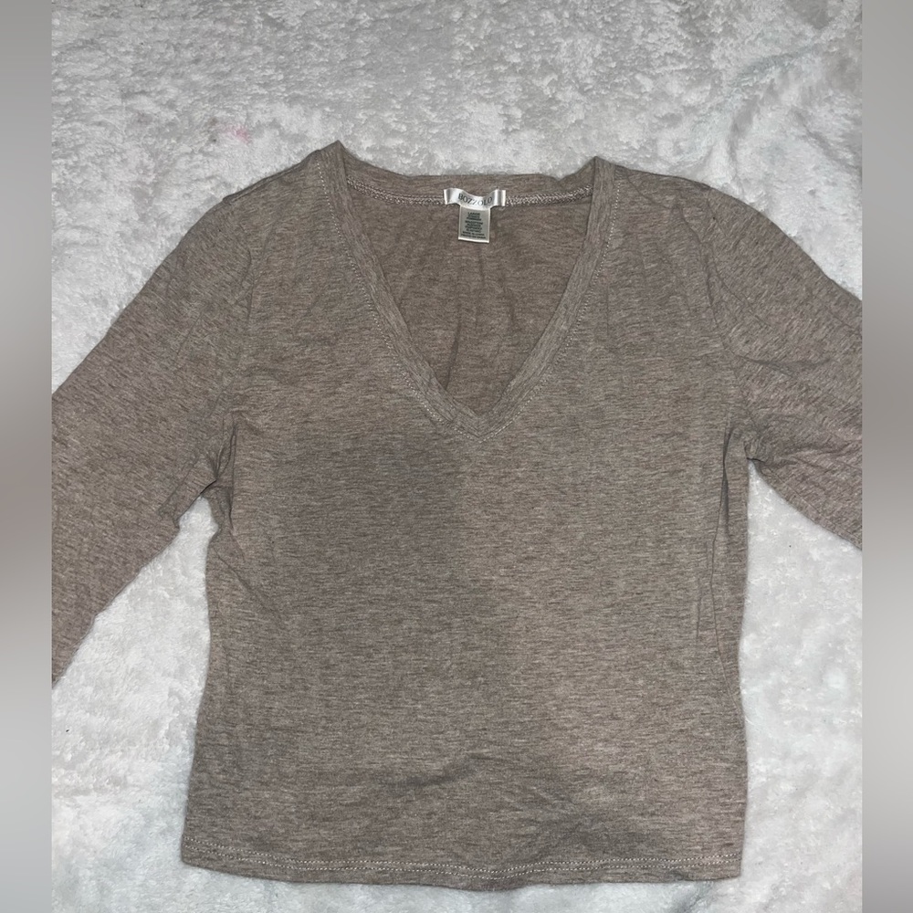 Light Brown/Tan  long sleeve crop top